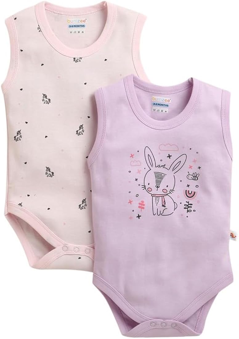 Bumzee Sleeveless Bodysuits Pack of 5 for Baby Boys and Girls