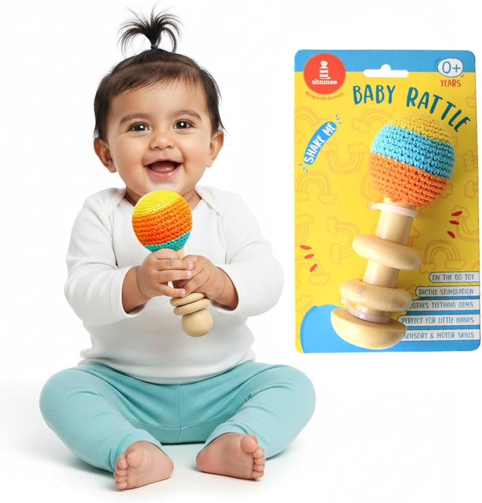 Shumee Wooden Clutching Toy and Rattle