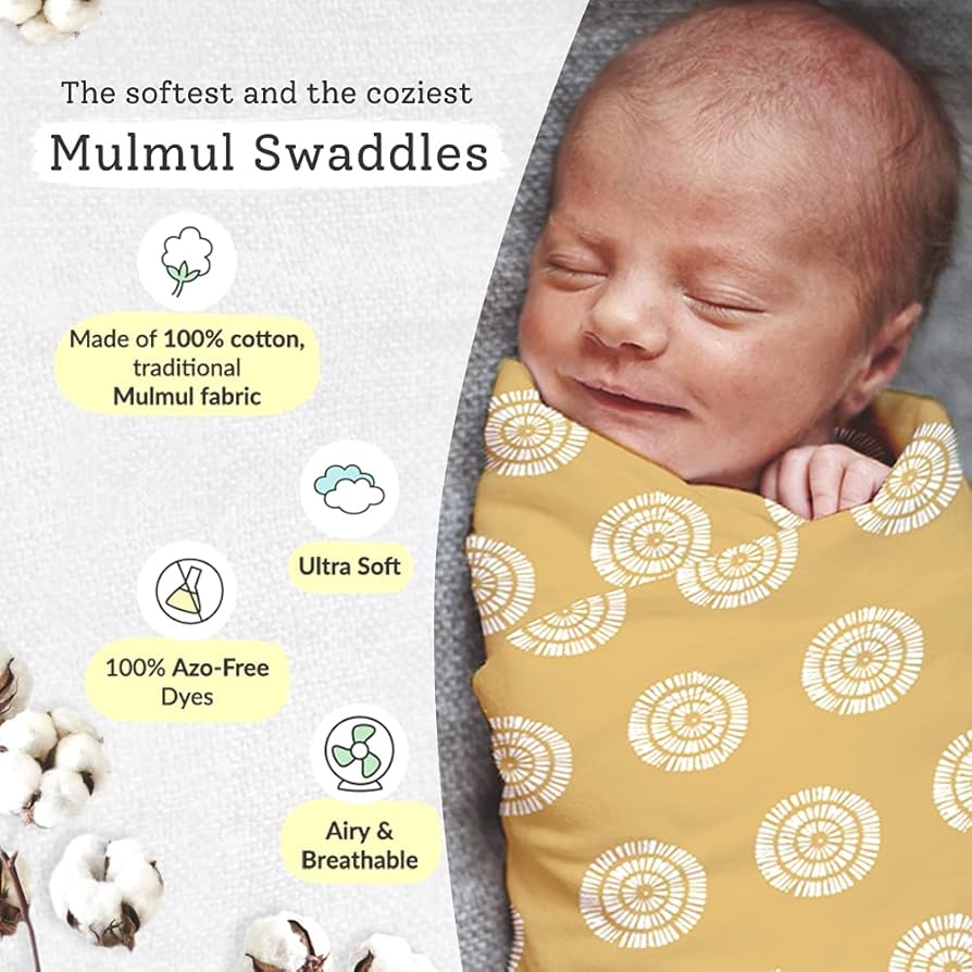 SuperBottoms Muslin Swaddle Blanket for Baby (Pack of 1, 120x120 cm)