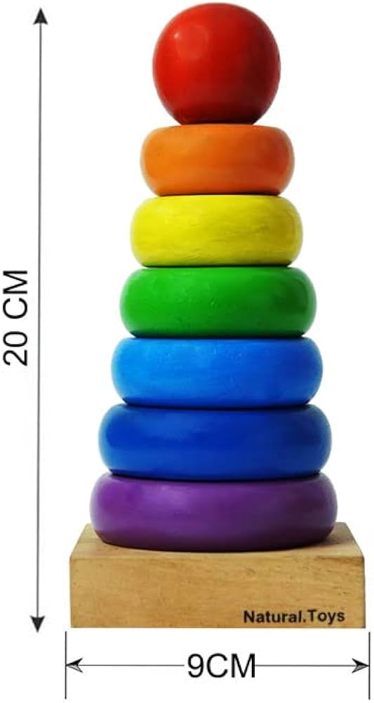 Playhood Wooden Rainbow Stacking Rings Toy