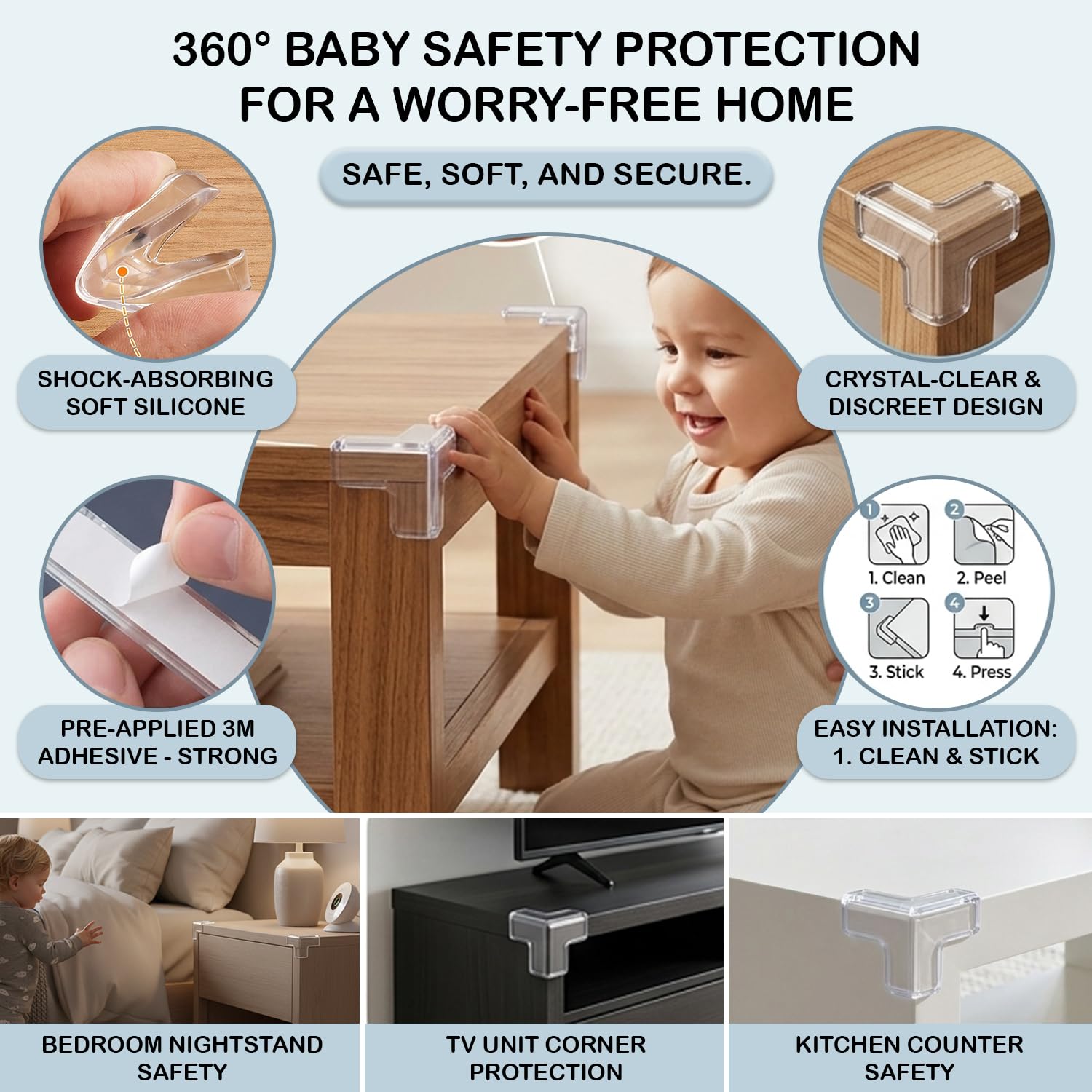 Syga Corner Guards with 3M Adhesive L-Shaped