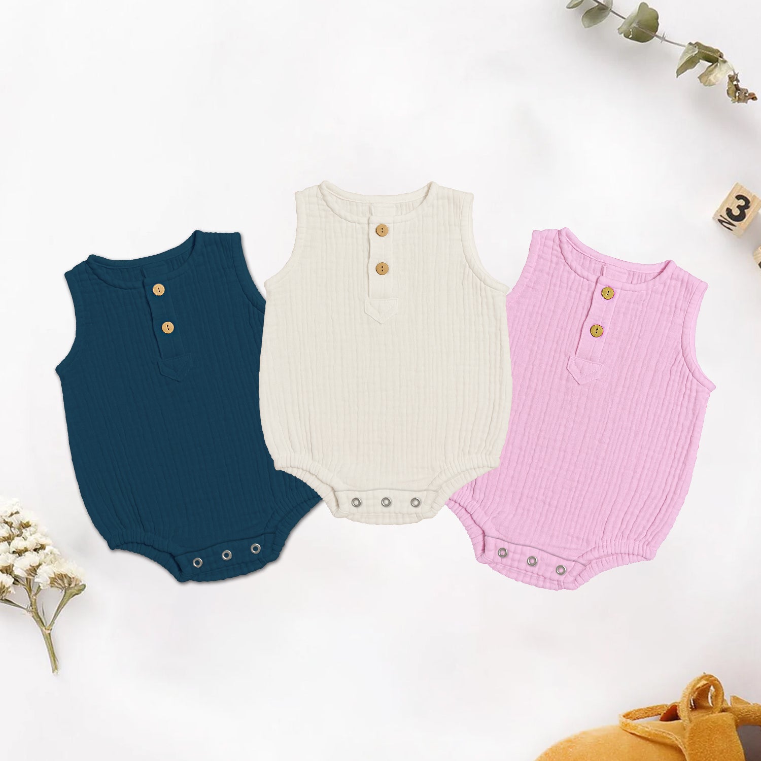 Momtobe Organic Cotton Onesies 3-Pack