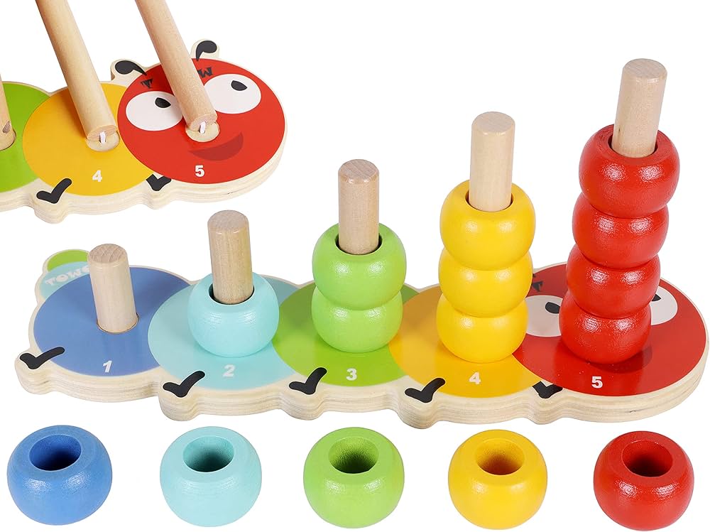 Wooden Stacking Rings with Wooden Base