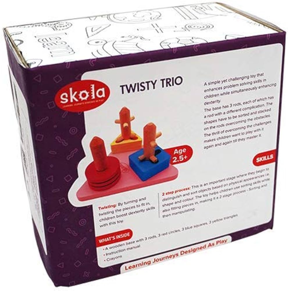Skola Wooden Shape Sorter & Stacking Tower Set
