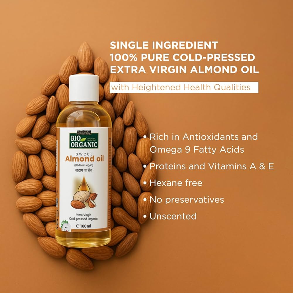 Organic Almond Oil (Cold-Pressed, 200ml)
