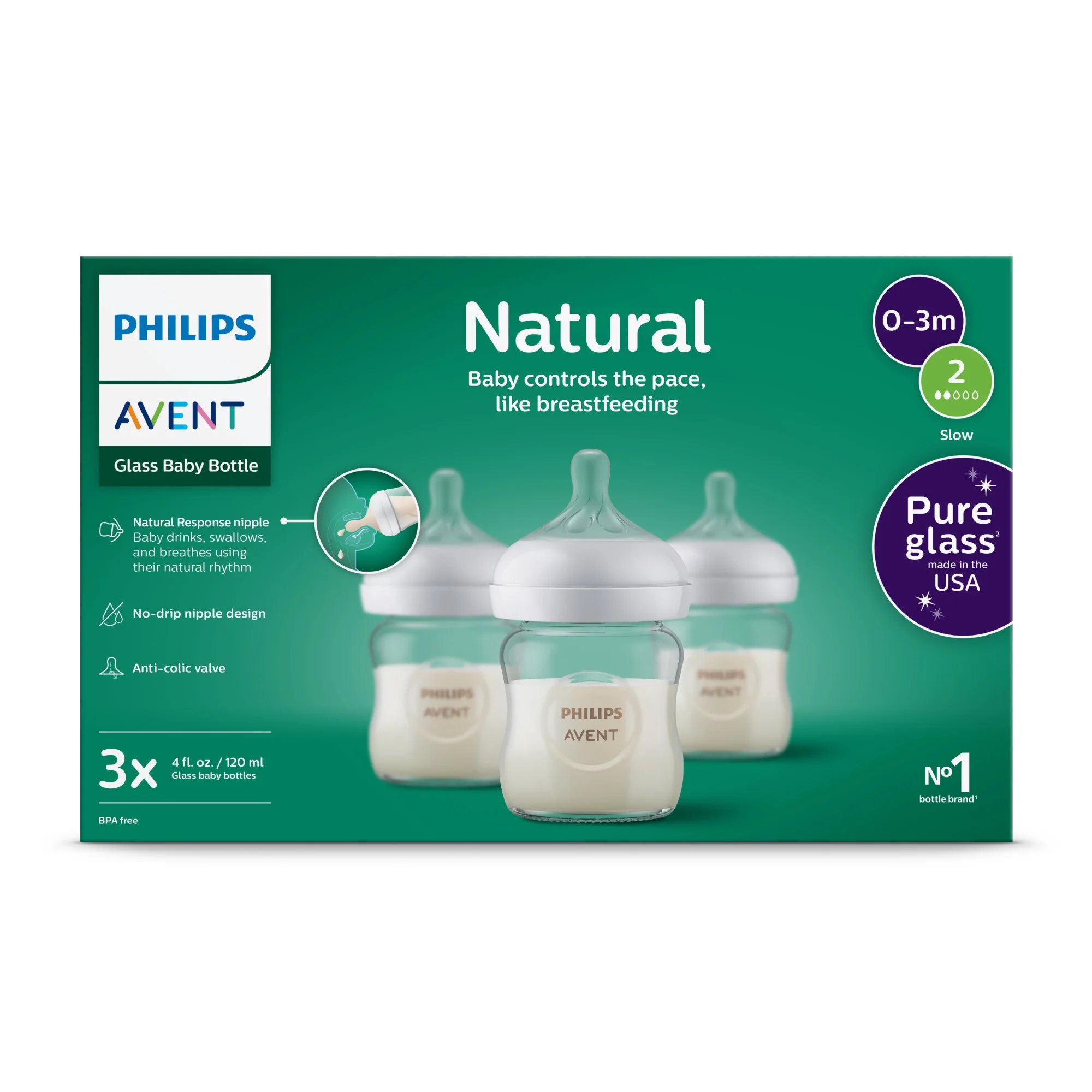 Philips Avent Natural Glass Baby Bottle 125ml