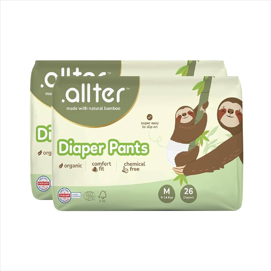 Allter Bamboo Eco-Friendly Baby Diapers (S, 3-8 kg)