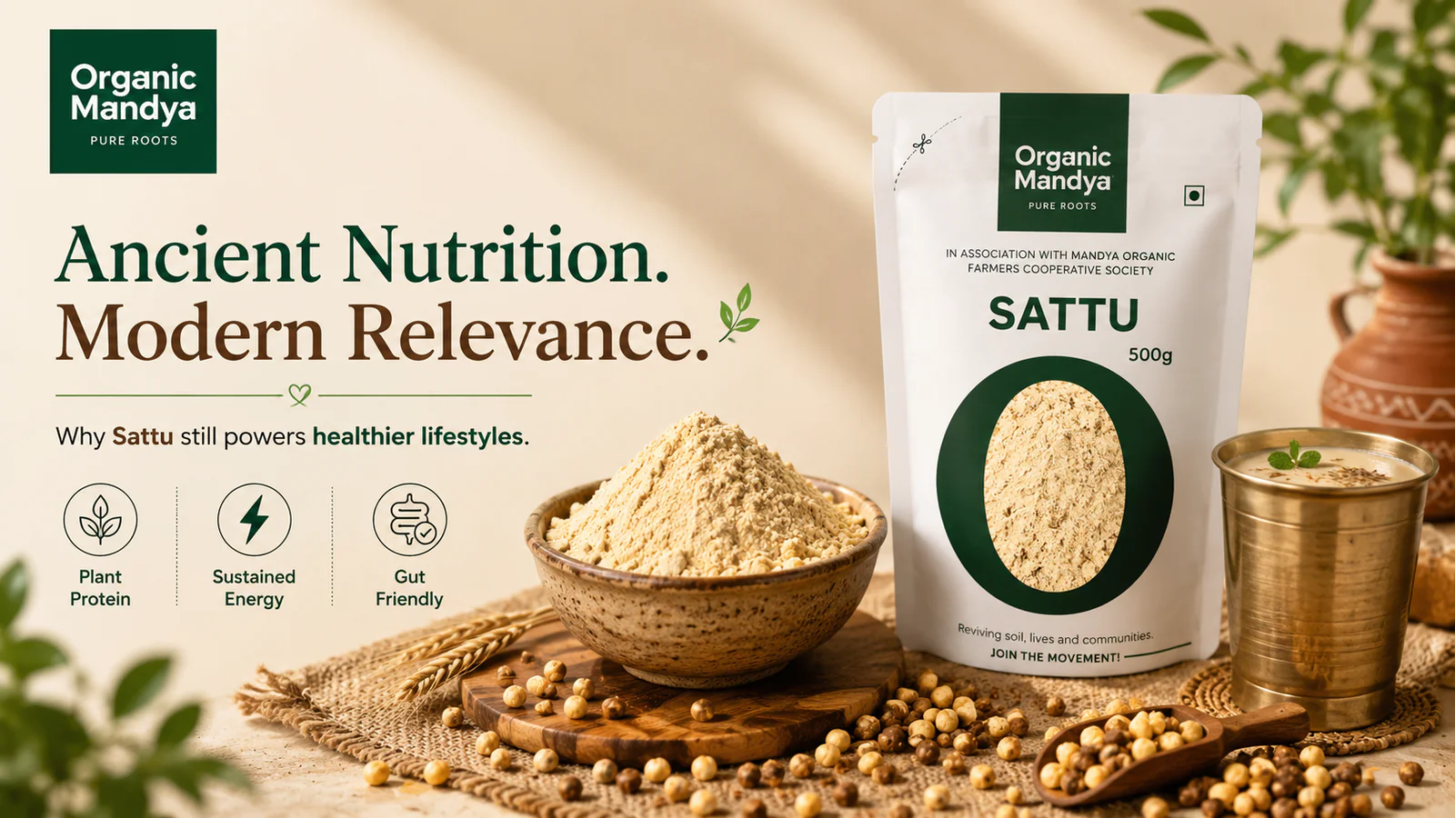 Conscious Food Organic Sattu (Roasted Chickpea Flour) - 500g