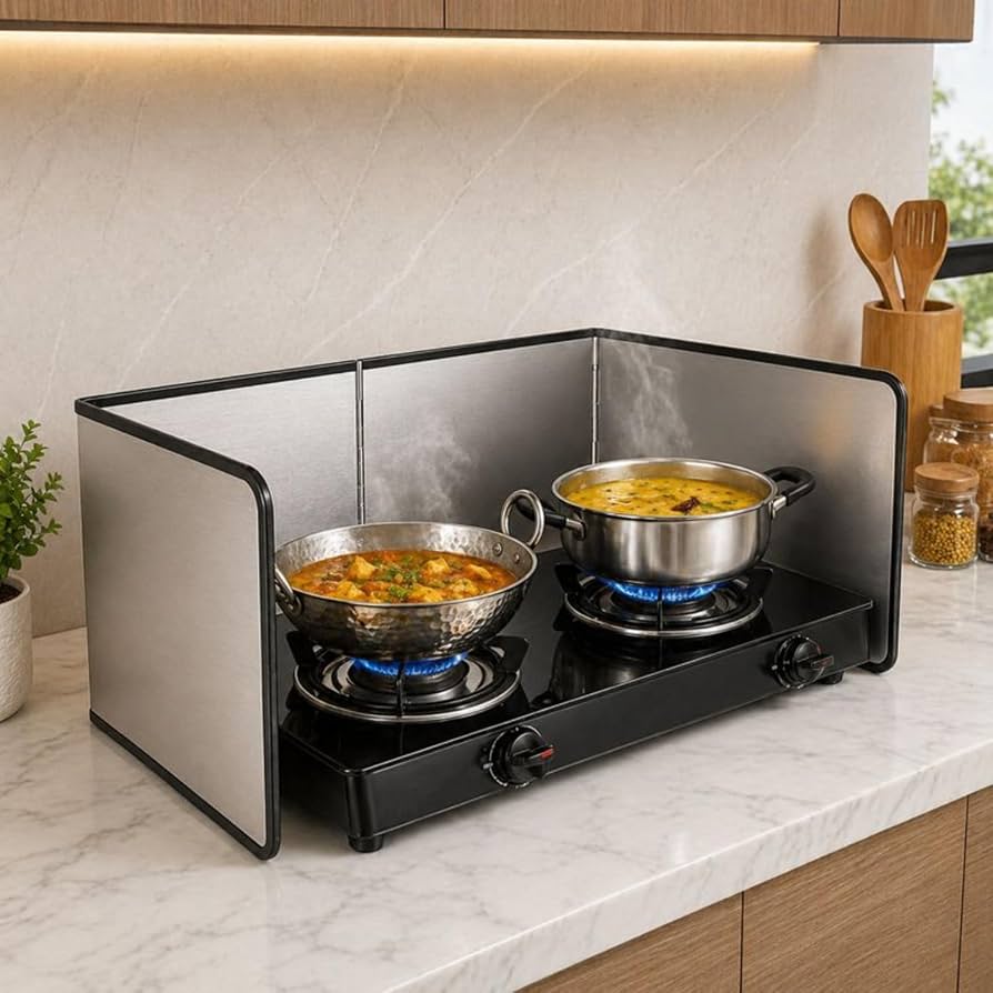 Foldable Safety Stove Guard for 4-Burner Gas Cooktop