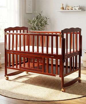 Babyhug Fixed Wooden Crib with Adjustable Mattress Height
