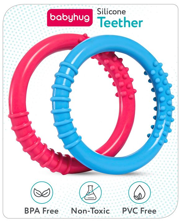 Babyhug Silicone Teether Ring with Rattle