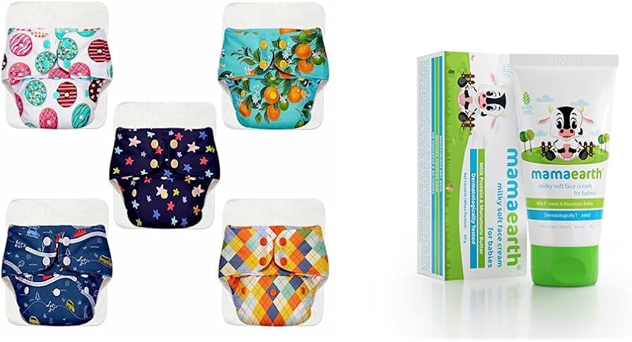 Mama Earth Cloth Diaper Starter Set (Pack of 5 + 10 Inserts)