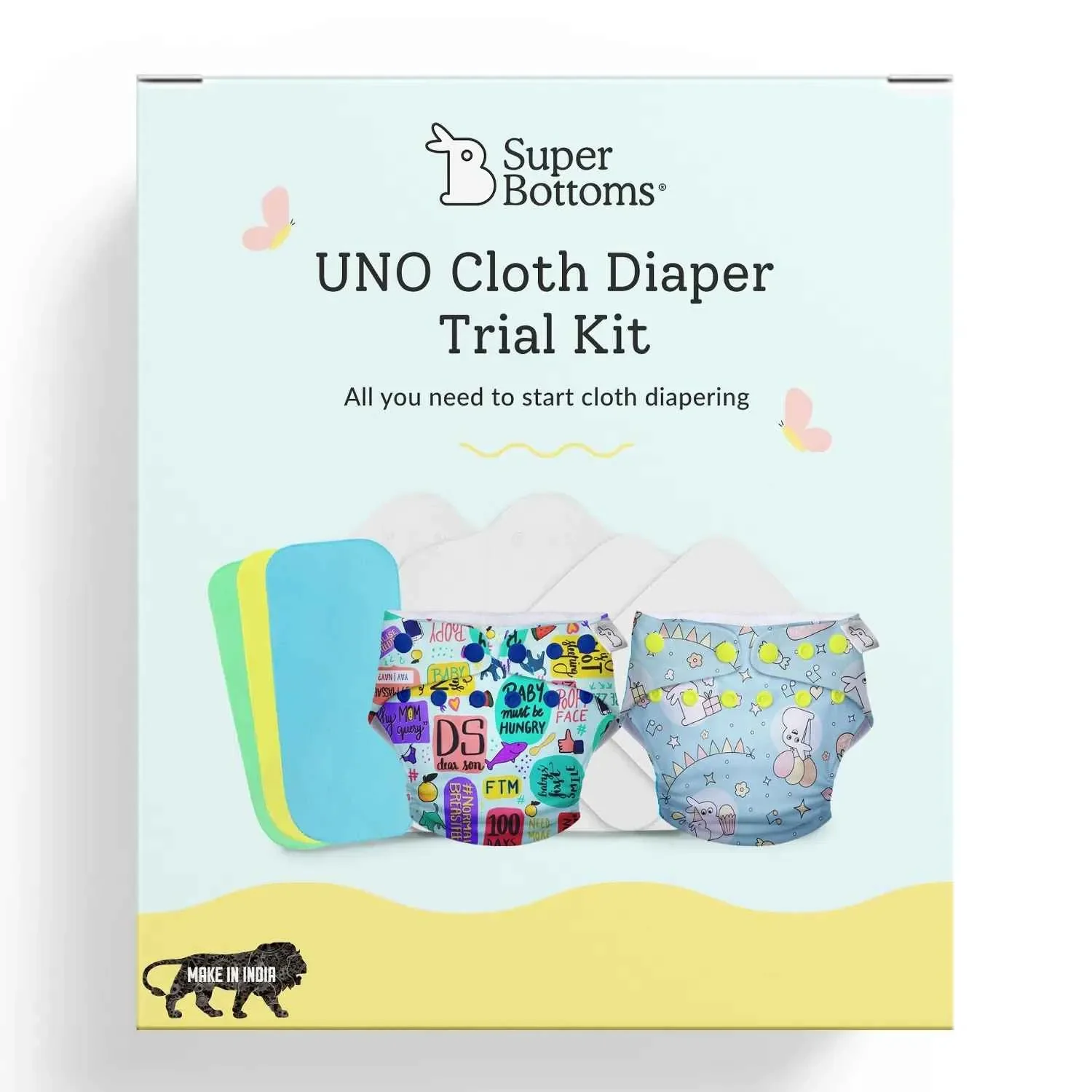 SuperBottoms Cloth Diaper Starter Kit (6 Diapers + 12 Inserts)