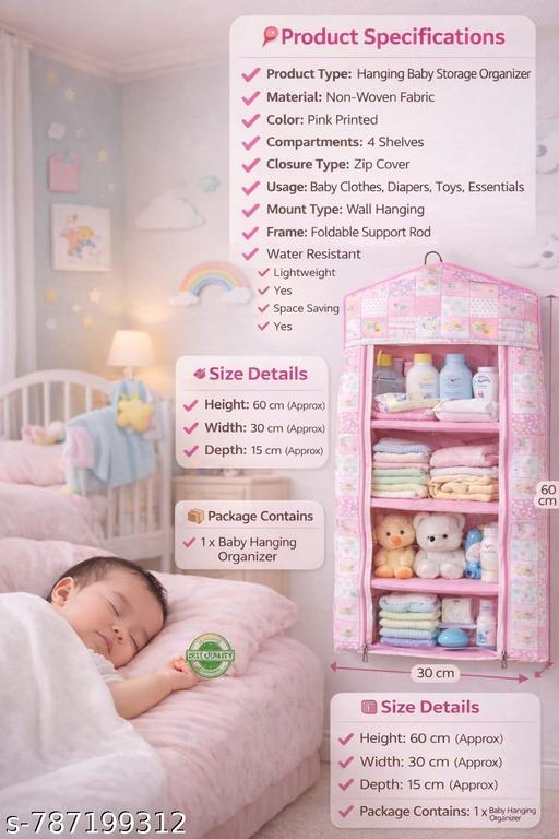 Vertical Wall-Mounted Nursery Organizer (6 Pockets)