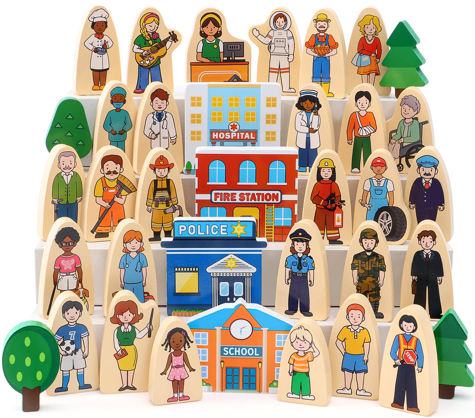 Wooden Role-Play Character Figurines Set (6-piece)