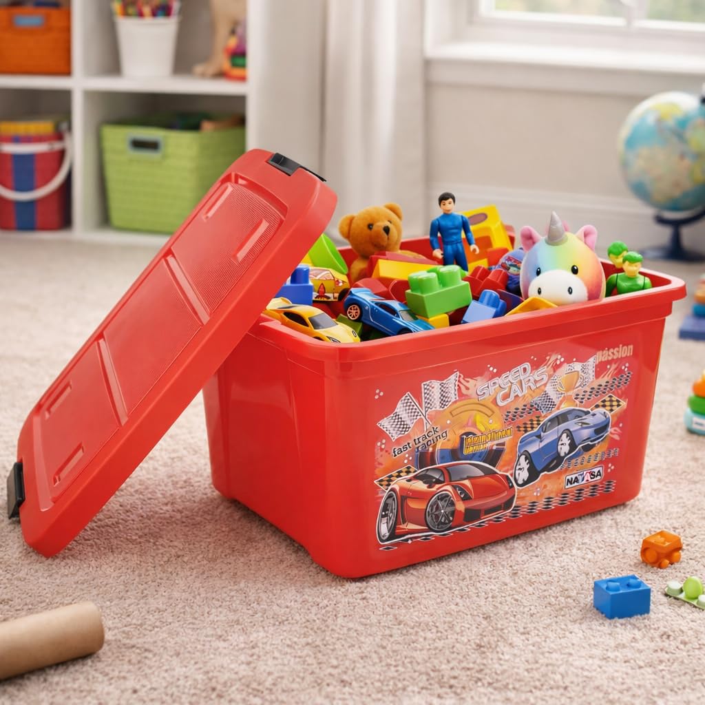 Elevated Plastic Toy Storage Box (Ventilated, 40x30x25cm)