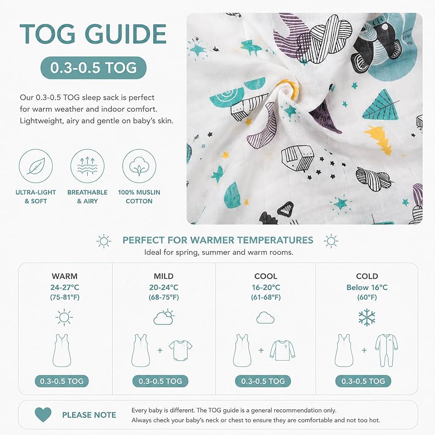 Mommies' Pride 0.5 TOG Muslin Sleep Sack (6-18 months)