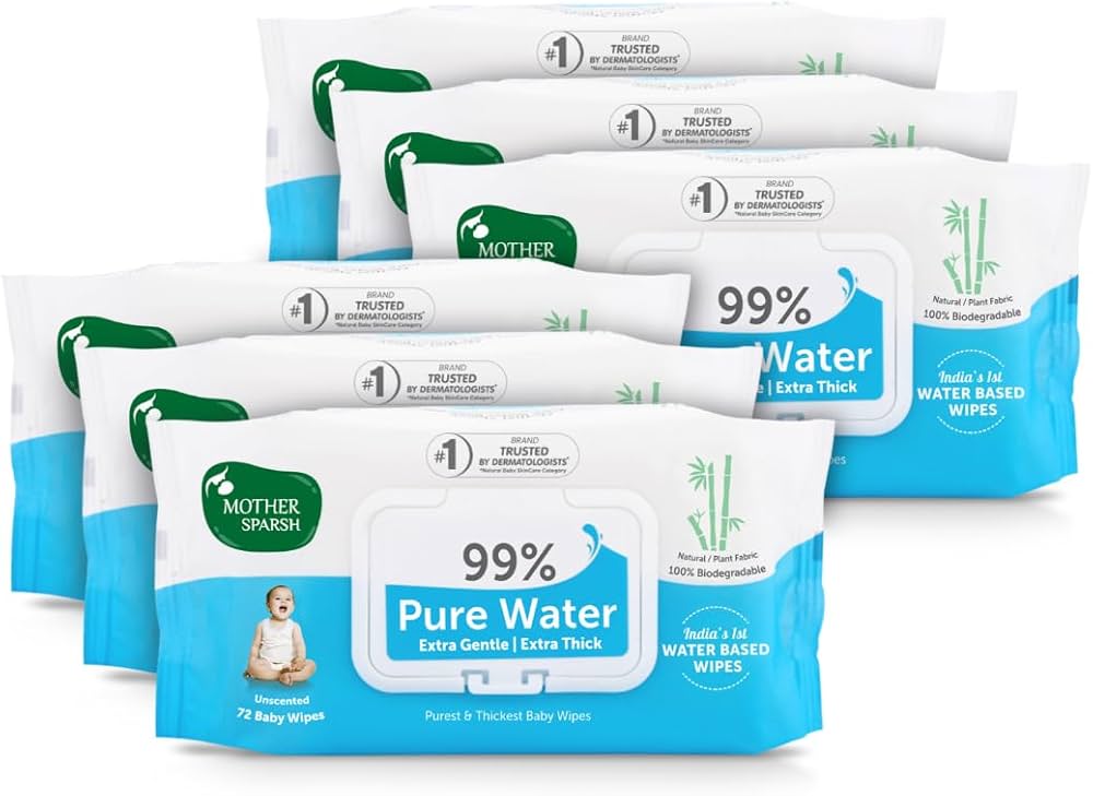 Mother Sparsh 99% Water Wipes - 240 Pieces (3-Pack Bundle)