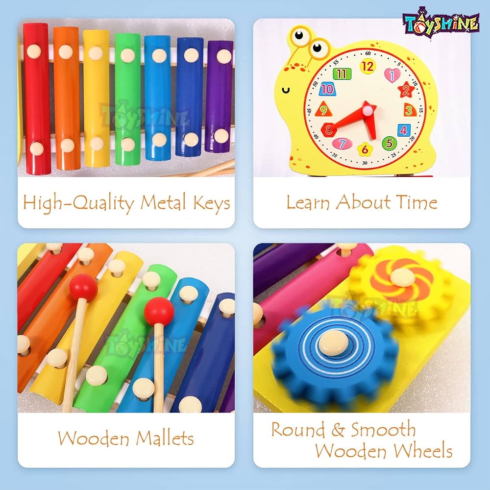 Toyshine Wooden Xylophone with Mallets Educational Music Toy Toddler 12+ Months
