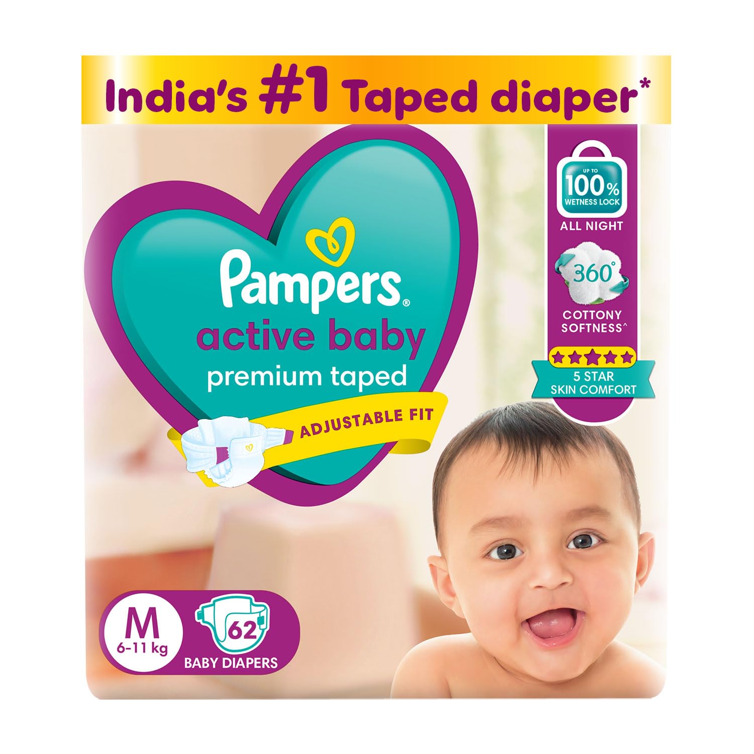 Pampers Active Baby Diaper Pants, Medium (7-12 kg)