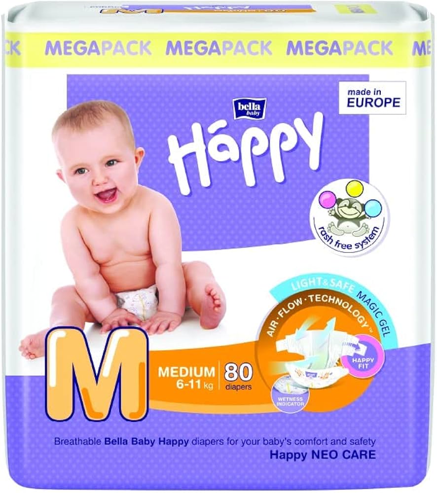 Bella Baby Happy Diapers, Medium (6-11 kg)