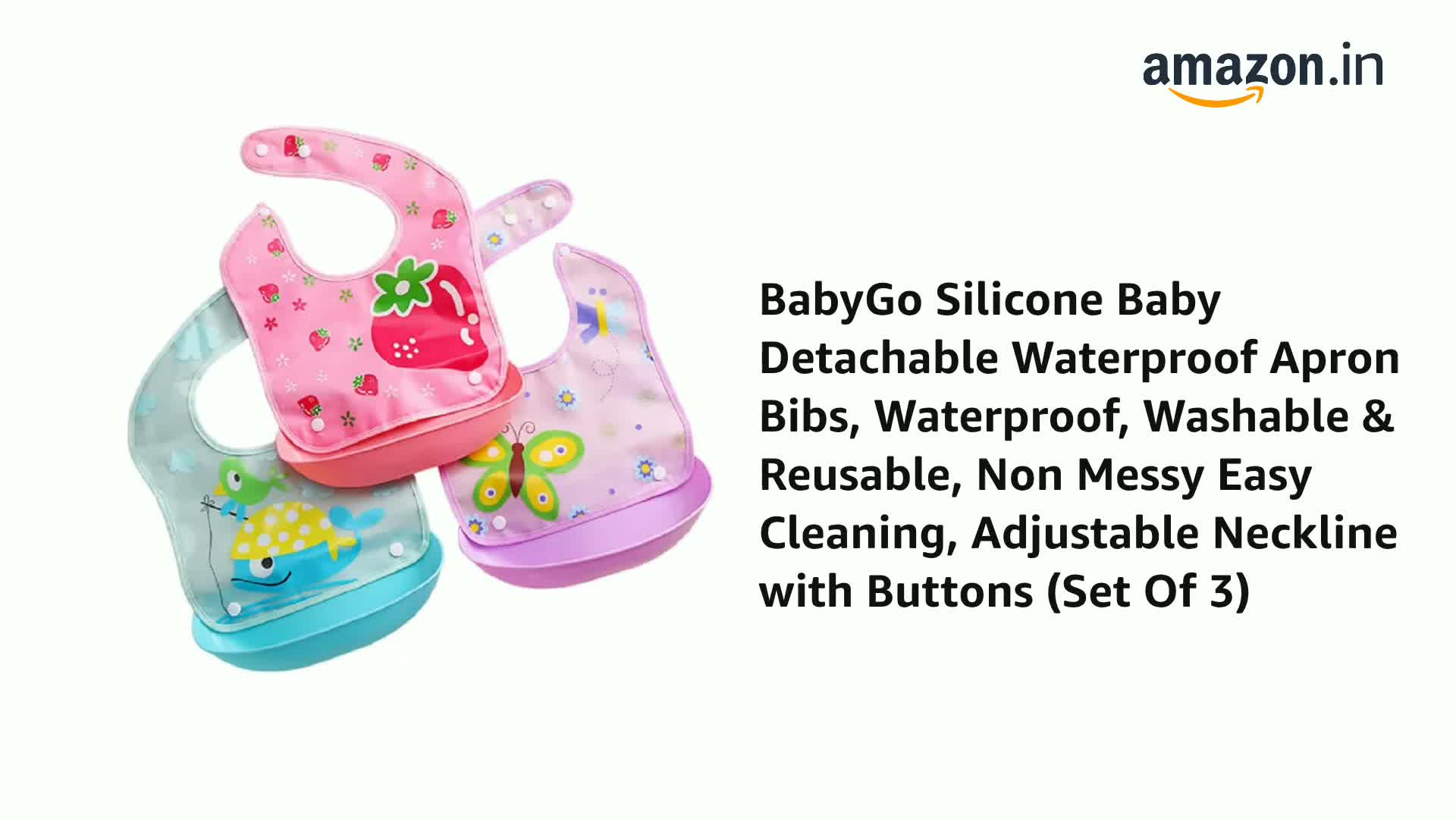 Moms Co. Waterproof Silicone Baby Bib with Secure Velcro