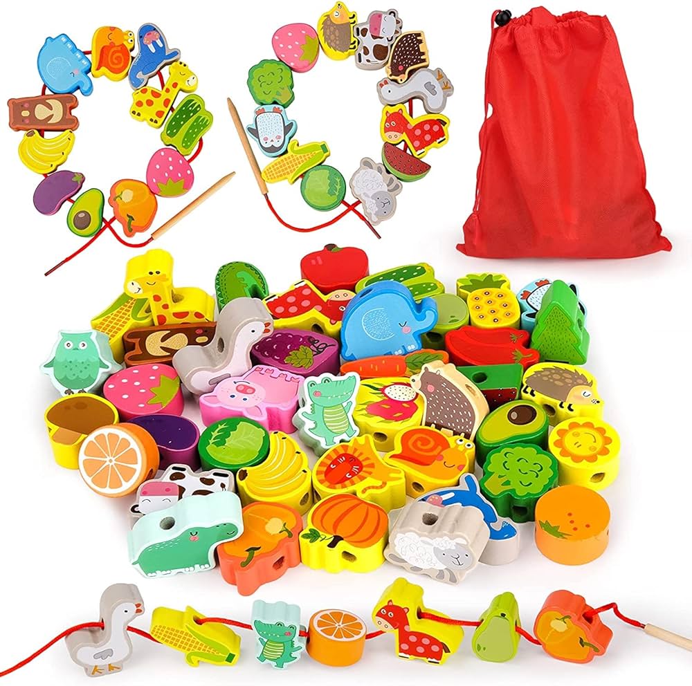 Wooden Bead Threading Toy