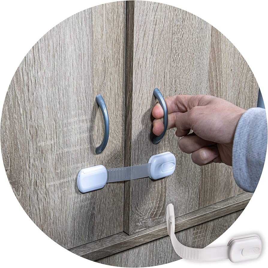 Cabinet Door Safety Latch (Magnetic, Adhesive-Based)