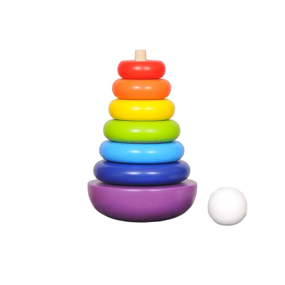 Glow World Colorful Stacking Rings on Wooden Post
