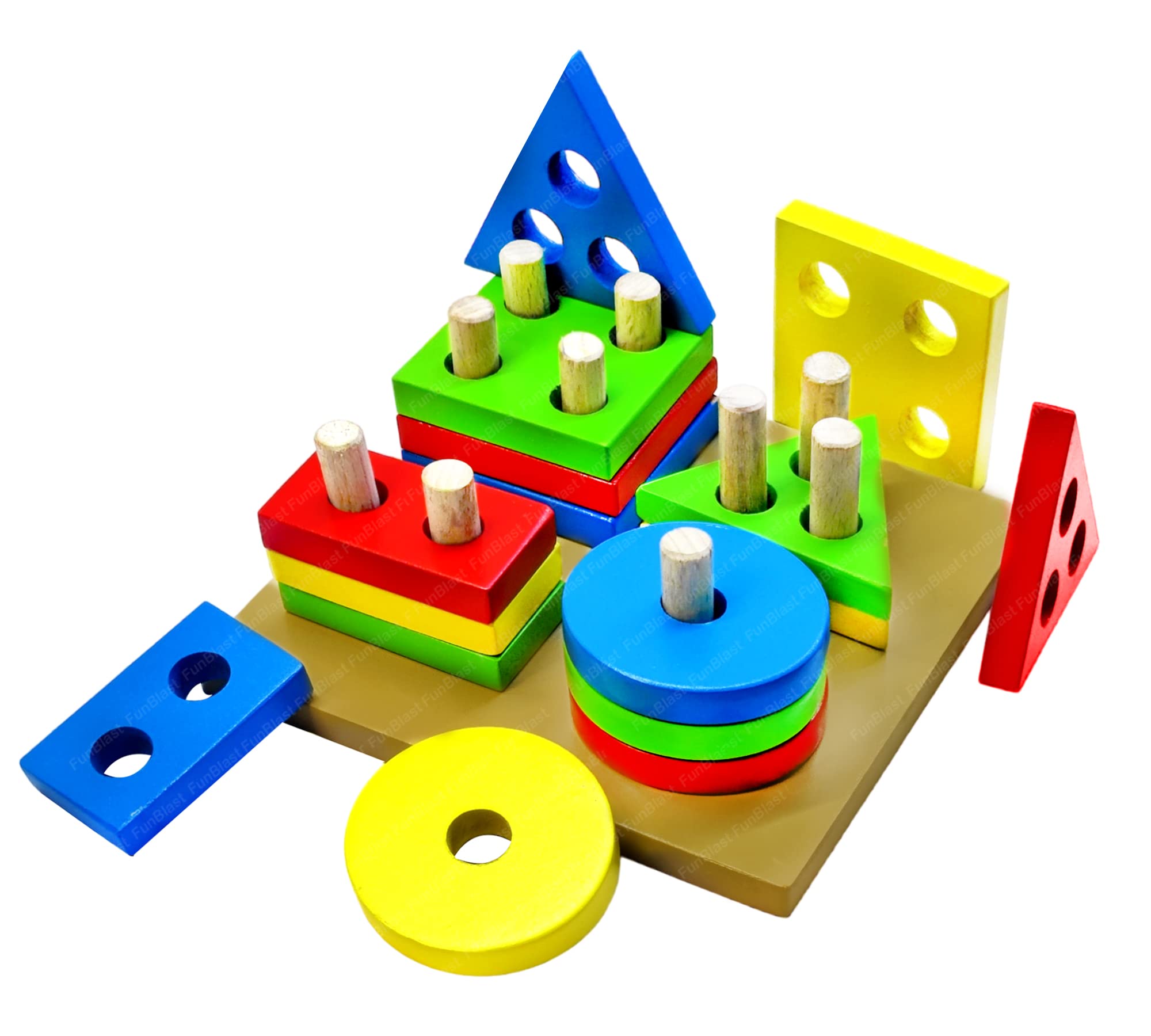 Funblast Wooden Shape Sorting Box with Blocks