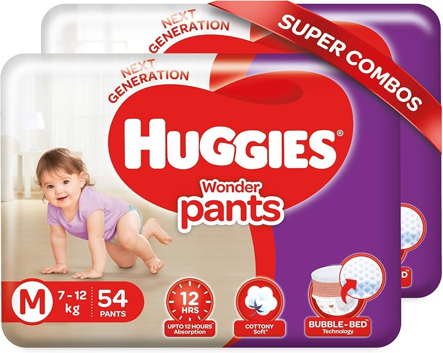 Huggies Wonder Pants, Open Waistband, Medium (M) 7-12 kg, Pack of 42