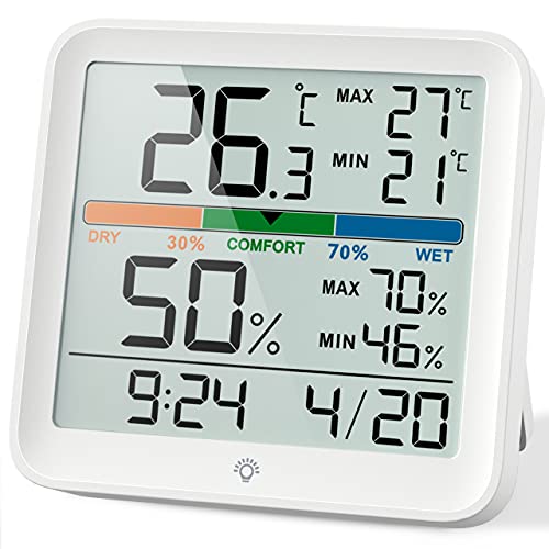 Debock Digital Room Thermometer Hygrometer with Night Light