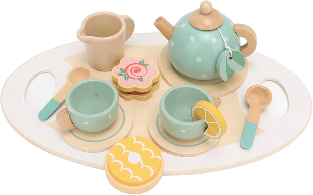 Playmate Wooden Tea Set with Teapot & Cups (13 pieces)
