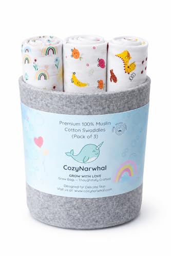 Morisons Baby Dreams Cotton Muslin Swaddle Blankets (Pack of 3)