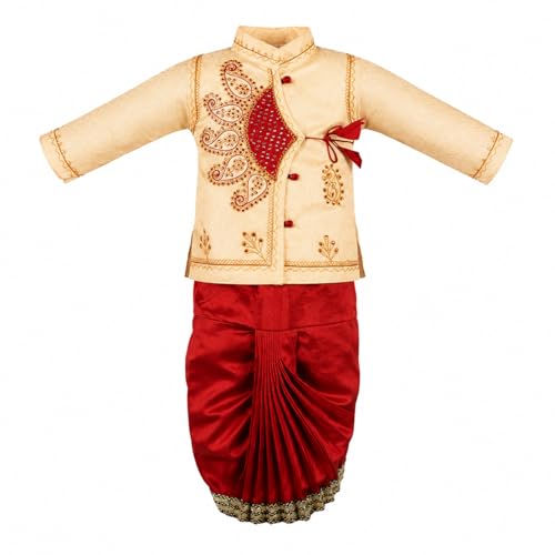 Tiber Taber Baby Dhoti Kurta - Cotton-Silk Blend 60:40