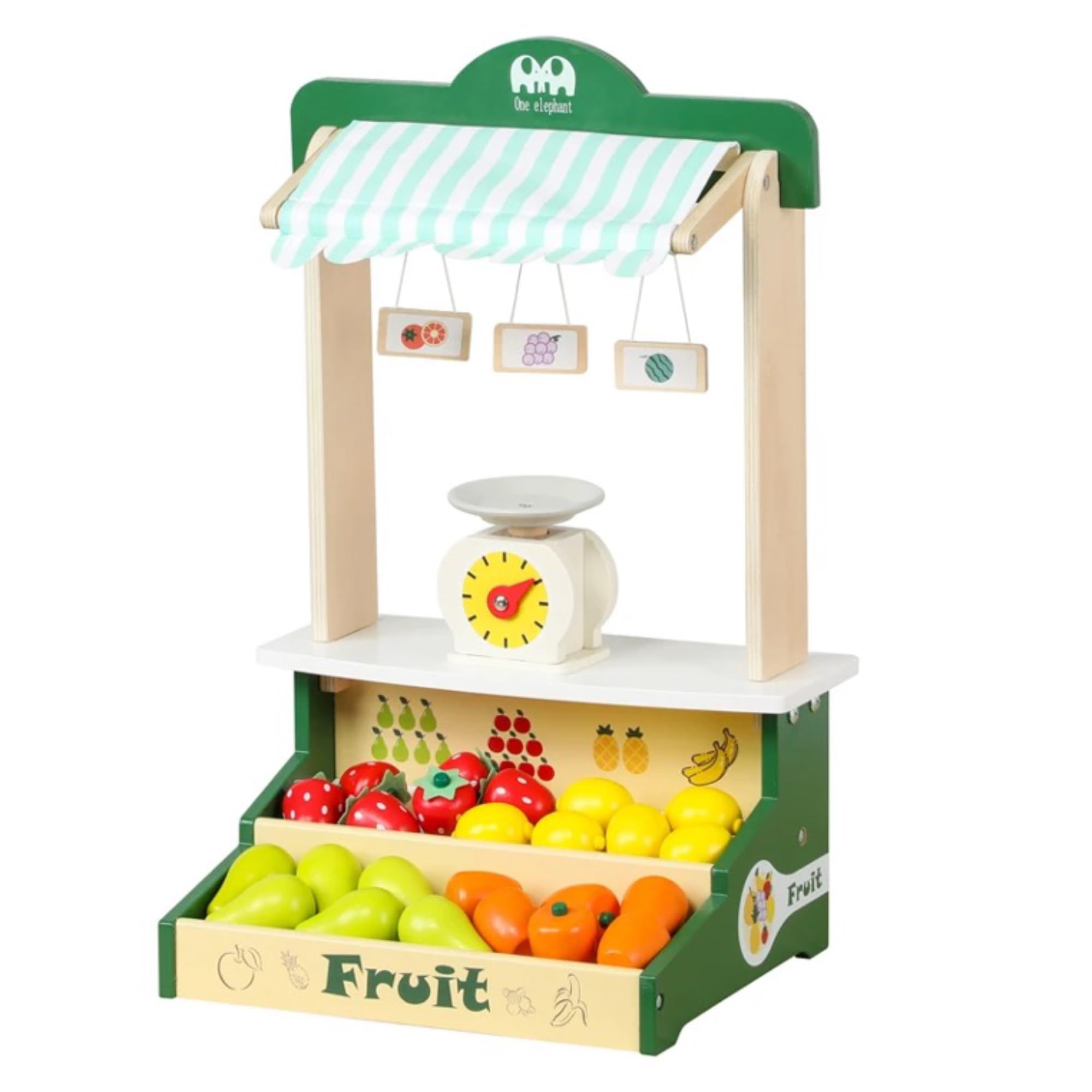 Wooden Grocery Market Set with Fruits & Till