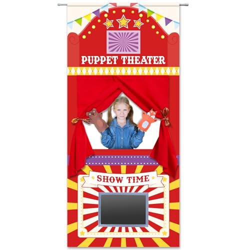 Puppet Theater Cardboard Frame with 2 Puppets