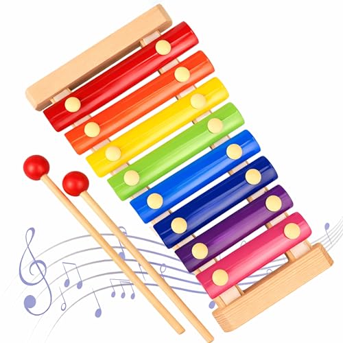 Toyshine Wooden Xylophone with Wooden Mallet 8 Keys