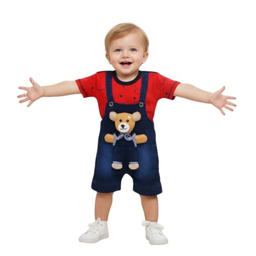 Babyhug Denim Style Baby Dungarees with Adjustable Straps