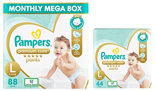 Pampers Premium Care Pants Diaper Pants (Size 4, 9-14 kg) Monthly Box