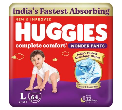 Huggies Wonder Pants Baby Diaper Pants, Large (L) Size, 9-14 kg, 40 Count