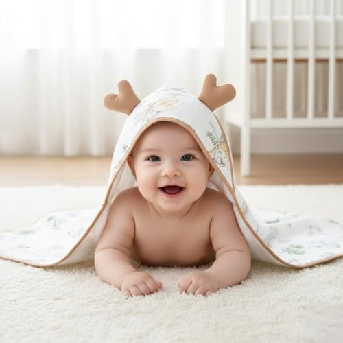 Babyhug Soft Knit Hooded Towel (100% Cotton, Brown)
