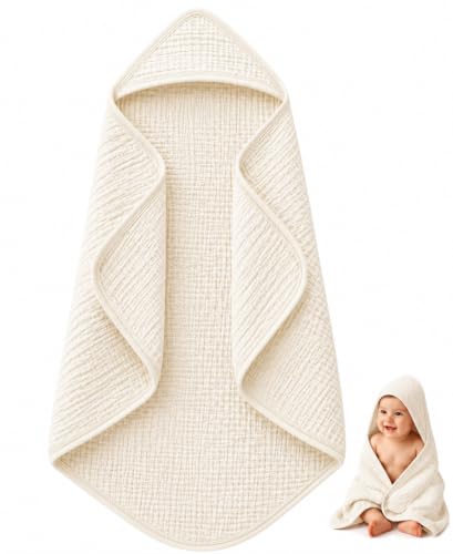 Chicco Hooded Baby Towel (100% Cotton, Cream)