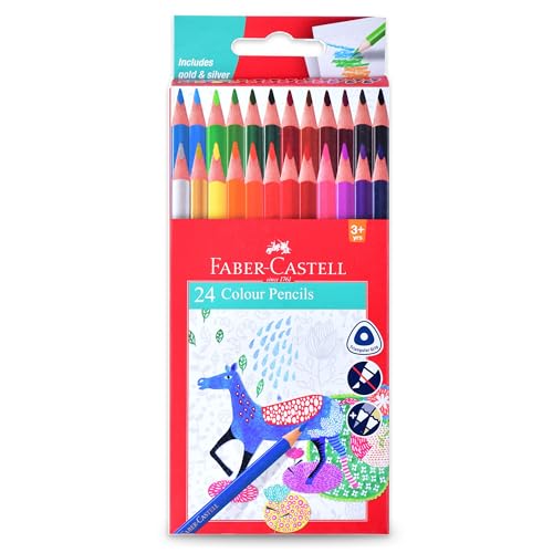 Faber-Castell Triangular Crayons & Washable Markers Set (12 colors)