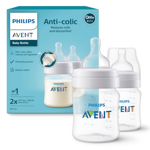 Philips Avent Natural 2.0 Anti-Colic Baby Bottle 125ml (Newborn Starter Pack, 4 Count)