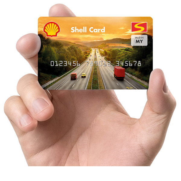 Shell fuel card held in hand