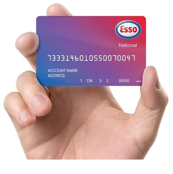 hand holding and esso fuel card