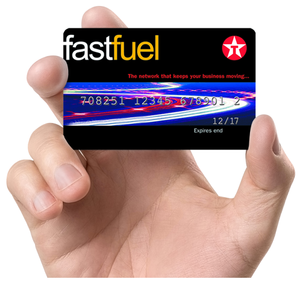 hand holding a texaco fuel card