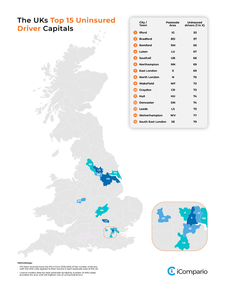 UK uninsured driver hotspots