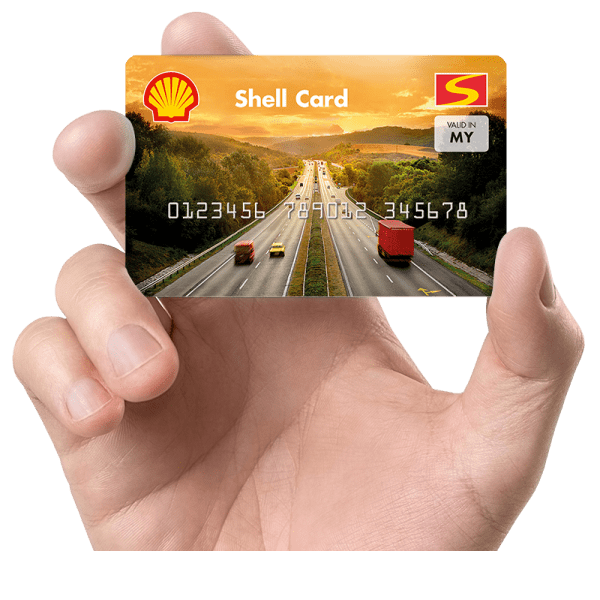 Shell fuel card held in hand